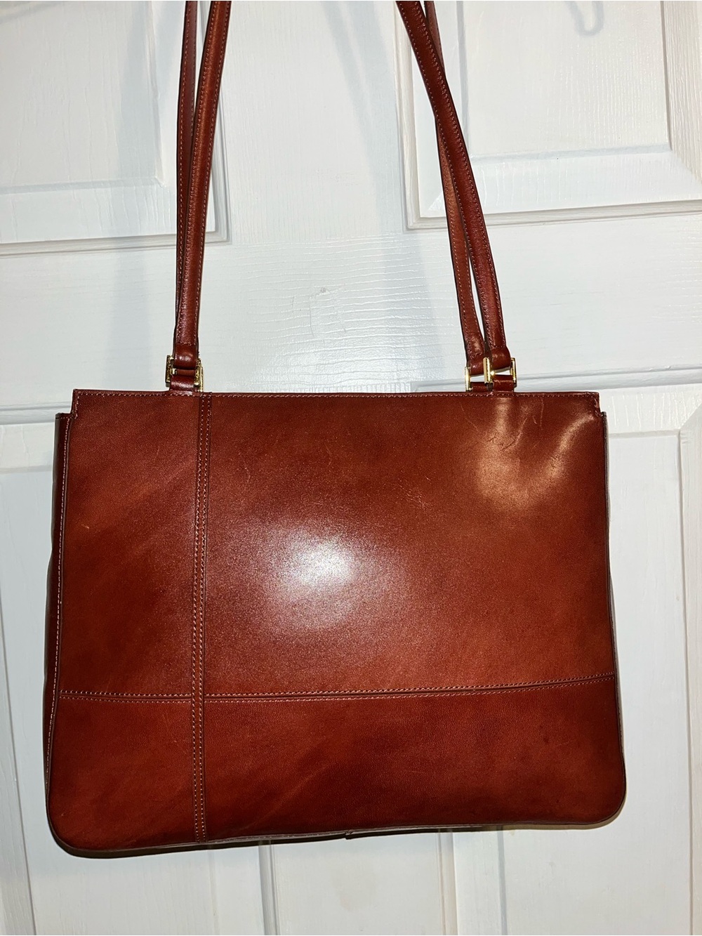 Etienne Aigner Cognac Leather Shoulder Tote